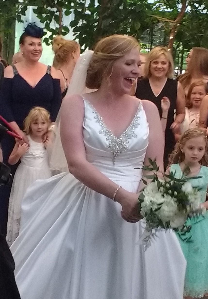 getting ready to throw the bouquet